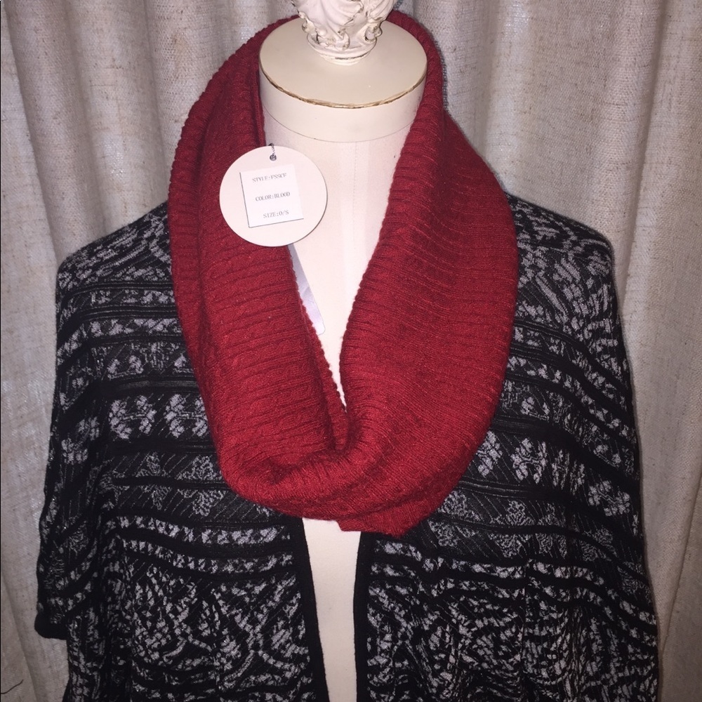 Patrizia Luca Knit Infinity Scarf - Red NWT